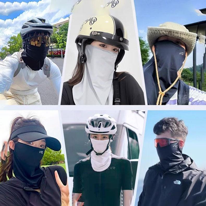 Sommer Eis Seide Sonnenschutzmaske für Damen, UV-Schutz zum Radfahren, Sonnenschutzschal für den Hals, Lange Maske für den Hals, Gesichtsmaske für Herren