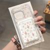 Full screen Pink Floral fragments For Magsafe wallet Magnetic Card holder Phone Case For iPhone 16 13 15 14 17 Pro Max 16E Cover