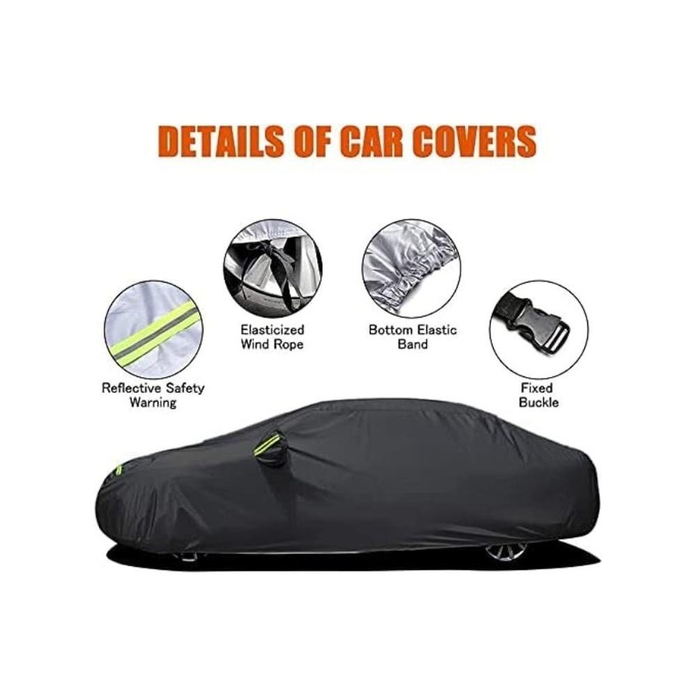 Weatherproof Car Cover Fits Sedans with Length Between 4.15M and 4.9M Black
