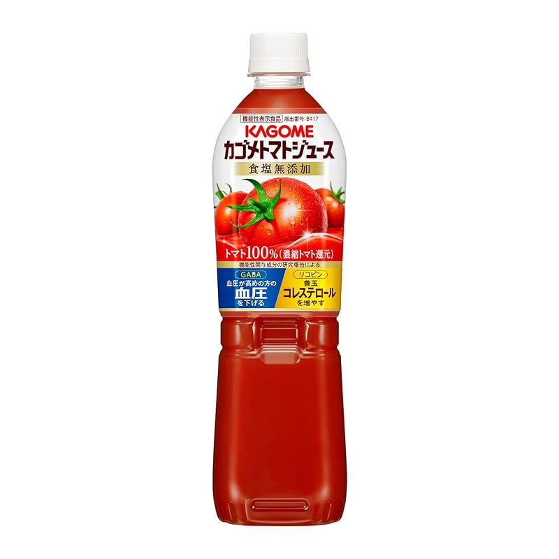 Kagome Tomato Juice, Salt-Free, 720ml PET Bottle x 15 Bottles (Functional Food: Lycopene, GABA, Blood Pressure, Good Cholesterol)
