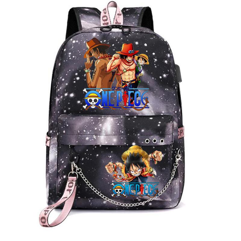 One Piece Print USB School Bag for Primary and Secondary School Students Men and Women Webbing Backpack