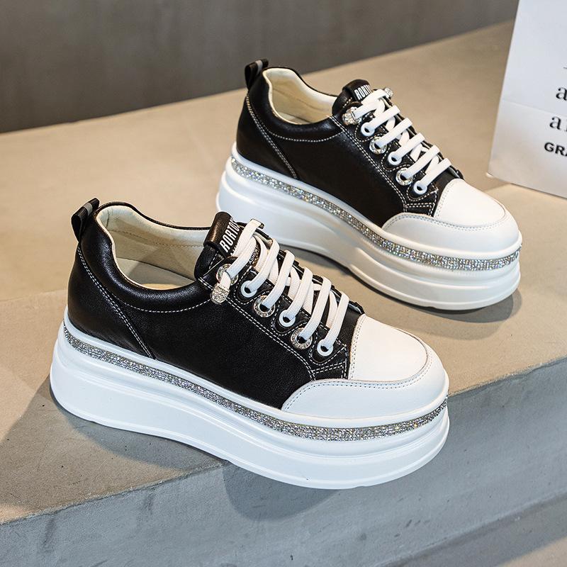 

7cm 2025 Ankle Boots Shoes Elastic Chunky Sneakers Comfy Summer Pumps Fahion Microfiber Vulcanize Women Casual Shoes 34 чорний