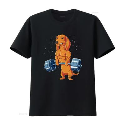 Funny Gym Workout Dachshund Weightlifting T Shirt Fitness Dog Size S 3XL Vintage Washed Designer Clothes Unisex