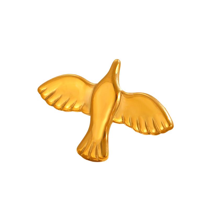 Minimalist 18K Gold Color Plated Angel Wings Peace Dove Wings Open Rings Trendy Waterproof Stainless Steel Jewelry