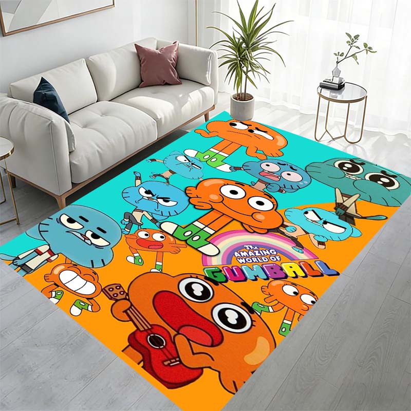 Colorful cartoon animal and anime pattern rugs in various sizes, perfect for children, suitable for bedrooms, beds, and bathrooms.