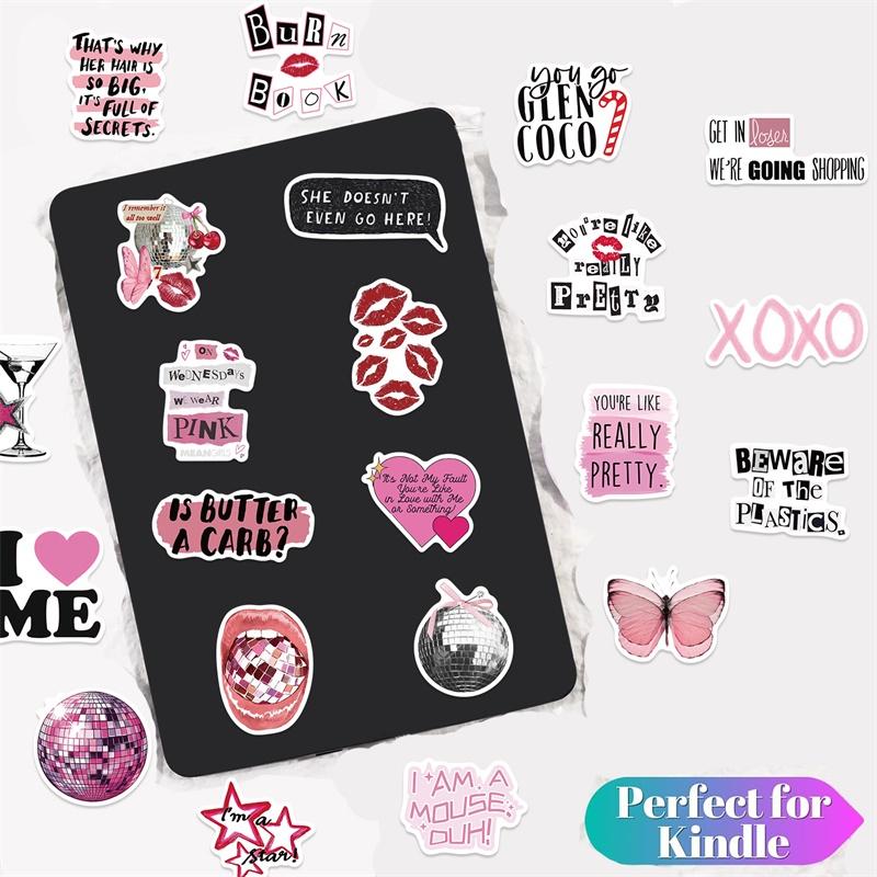 10/30/50PCS Cute Pink Girl Lip PVC Sticky Sticker Aesthetic Stationery DIY Decoration Scrapbooking Supplies