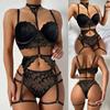 European & American Lace Garter Belt Lingerie Set - Sexy Three-Piece Ensemble