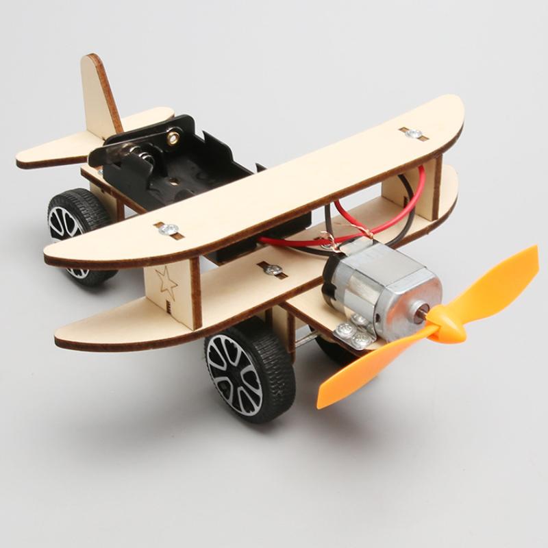 New 1 Set Wood Puzzle Games DIY Airplane Science Toys Children Educational STEM Kits Technologia Experimental Tool School Supply