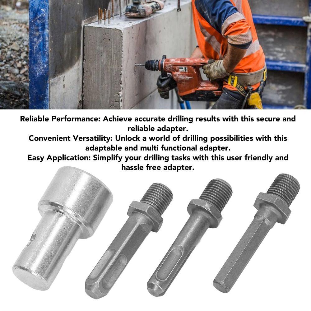 4 PCS Carbon Steel Drill Bit Adapter 2 Pits 2 Slots Auger Adapter Chuck Earth Auger Adapter  Garage