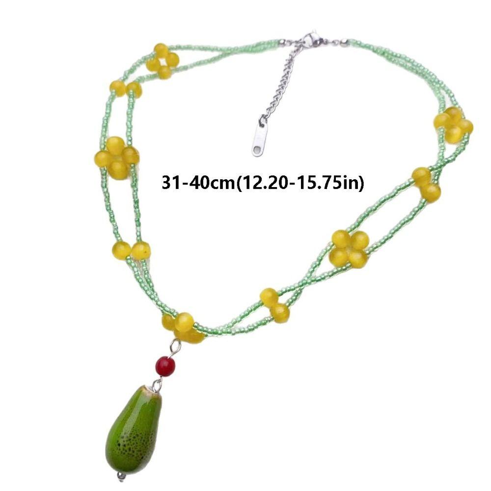 Minority Design Handmade Beaded Necklace New Chinese Style Ceramics Pendant Necklace  Women