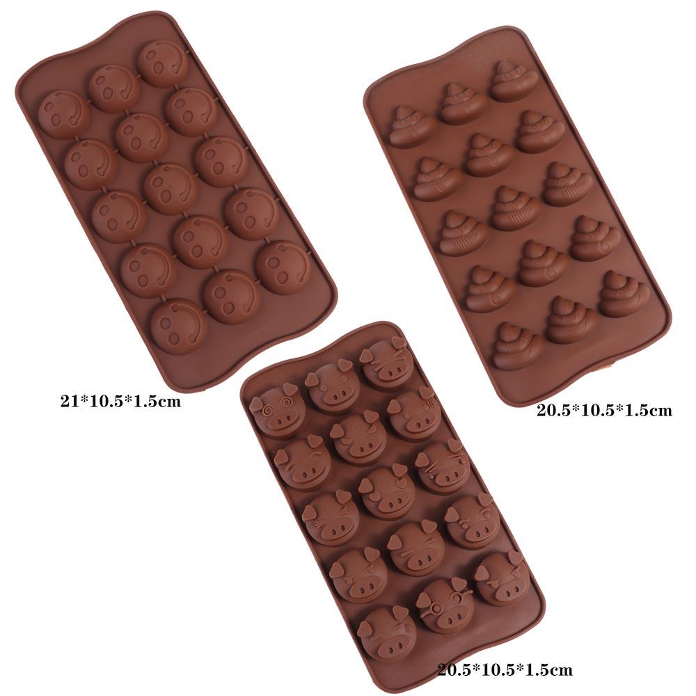 Cute Smile Face Pig Shaped Mini Poop Chocolate Mold Funny 15 Grids Candle Mold No Stick Personalized Soap Mold Fondant