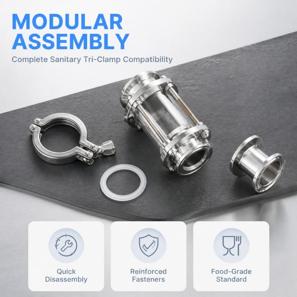 Stainless Steel 304 Sanitary Sight Glass Sanitary Grade Sanitary Flow Glass Flow Monitoring