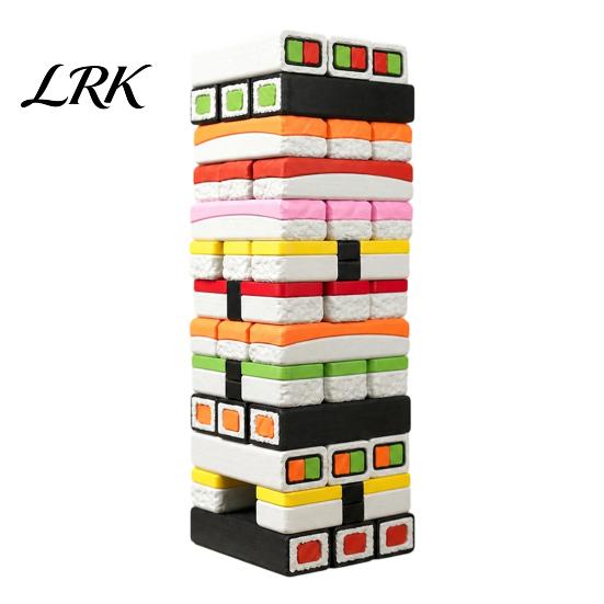 Interactive Party Game 3D Printed Sushi Tumble Tower, Stacking Tower Board with 42 Challenge Pieces, Theme Block for Family Night, Gathering