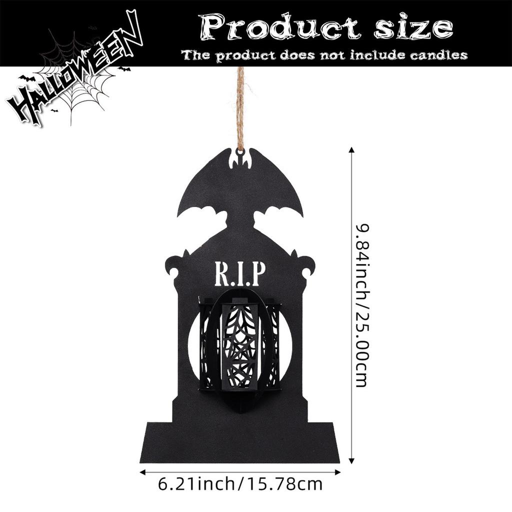 Halloween Metal Hollow Ghost Pumpkin Lantern Candle Holder Party Decor Hanging Lantern for Indoor Outdoor Display