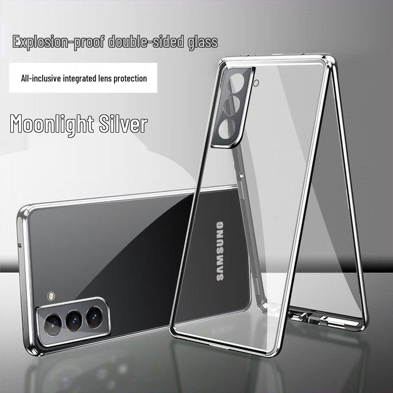Wanmagi King Metall Magnetische Doppelseitige Hülle für Samsung S24u/S22U/S23fe Galaxy Handy