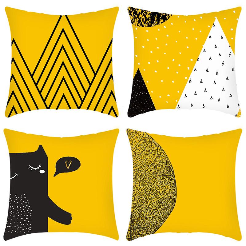 

New Simple Series Yellow Letter Printed Pillowcase Home Sofa Cushion Cover 45 * 45Cm pillowcase