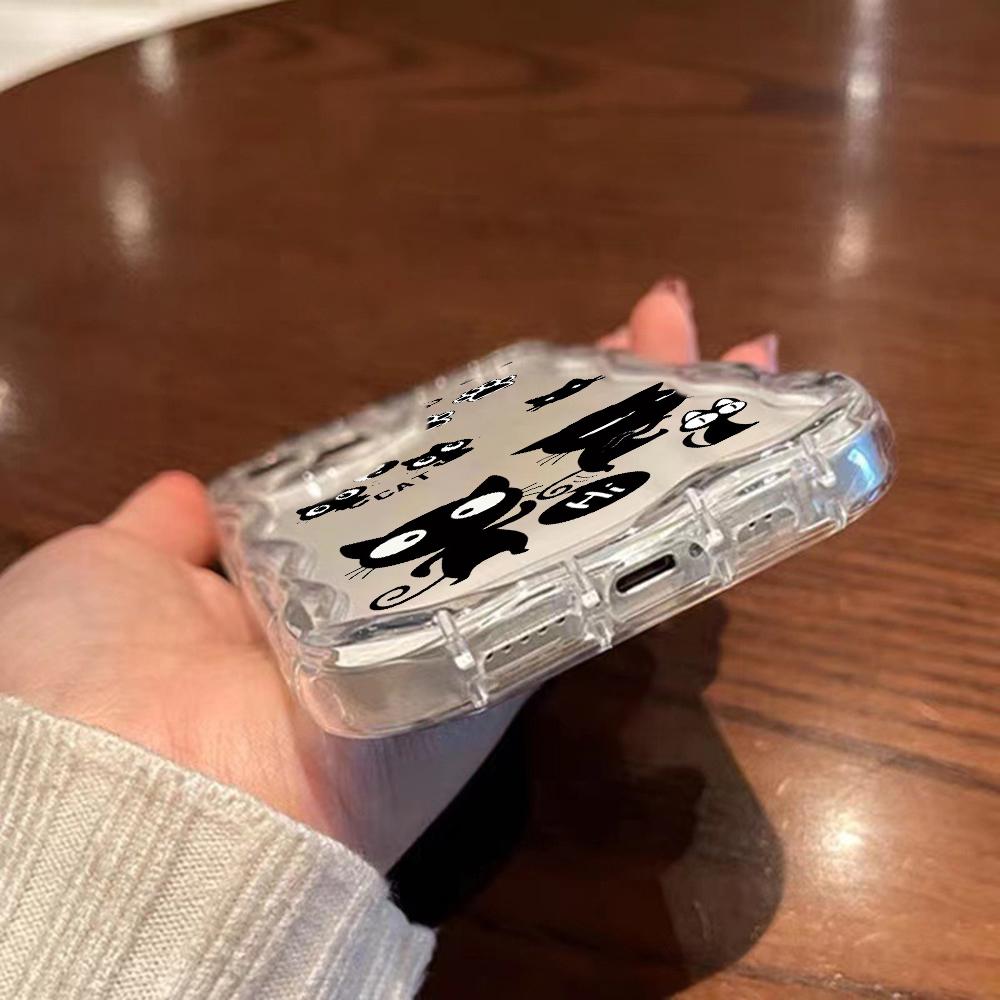 LZ12 Cat Cute Cartoon Clear Soft Wave Phone Cases for iPhone 15 13 Pro Max 12 Mini 14 8 Plus XS Max XR 6 Protection Back Cover