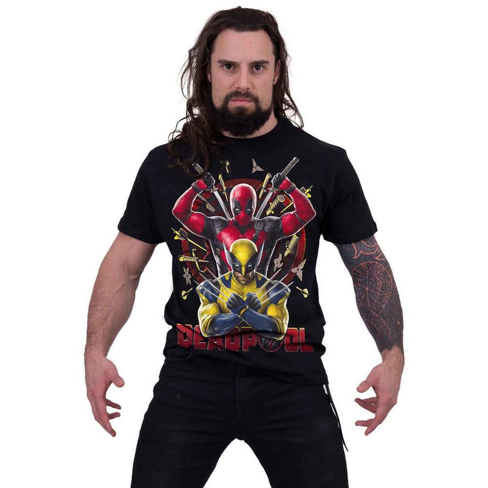 Deadpool & Wolverine Unisex Erwachsenen T-Shirt mit Zielscheiben-Rückendruck