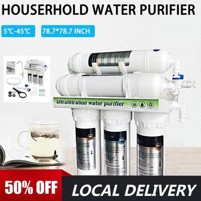 Sistem de Filtrare a Apei Potabile cu Ultrafiltrare în 6 Trepte 3+3 Purificator pentru Bucătăria de Acasă Filtre de Apă cu Robinet Set de Filtrare Casnic 36 x31x70cm