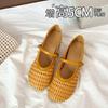 Inner Height Increase of 5cm~ 2025 Summer New Outer Wear Woven Hollow Retro Mary Jane Shoes Niche Single Shoes Women