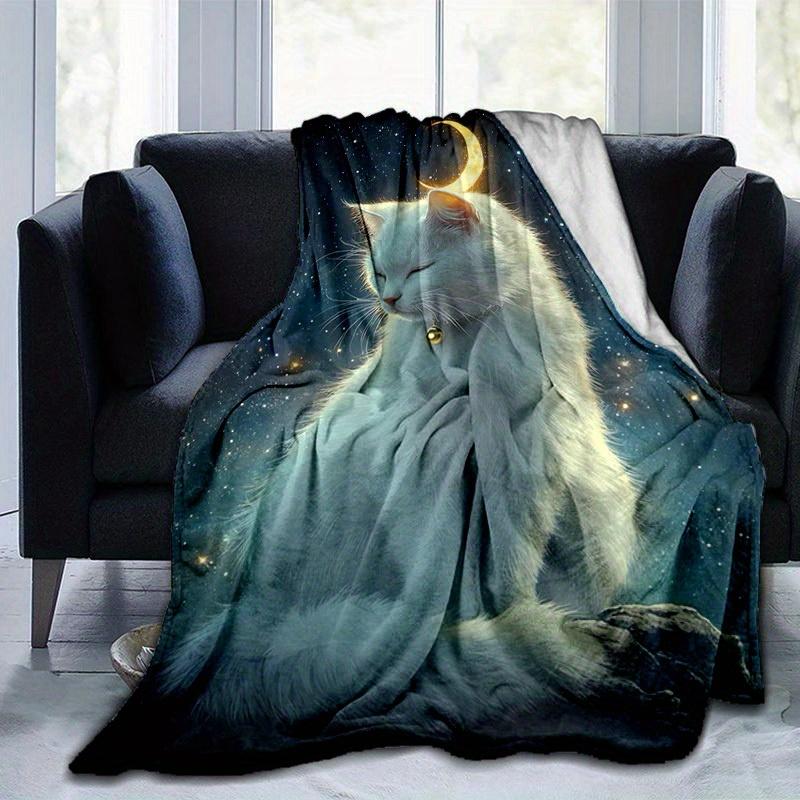 1pc. Celestial Moon Cat Blanket - Home Office Outdoor 100x150cm