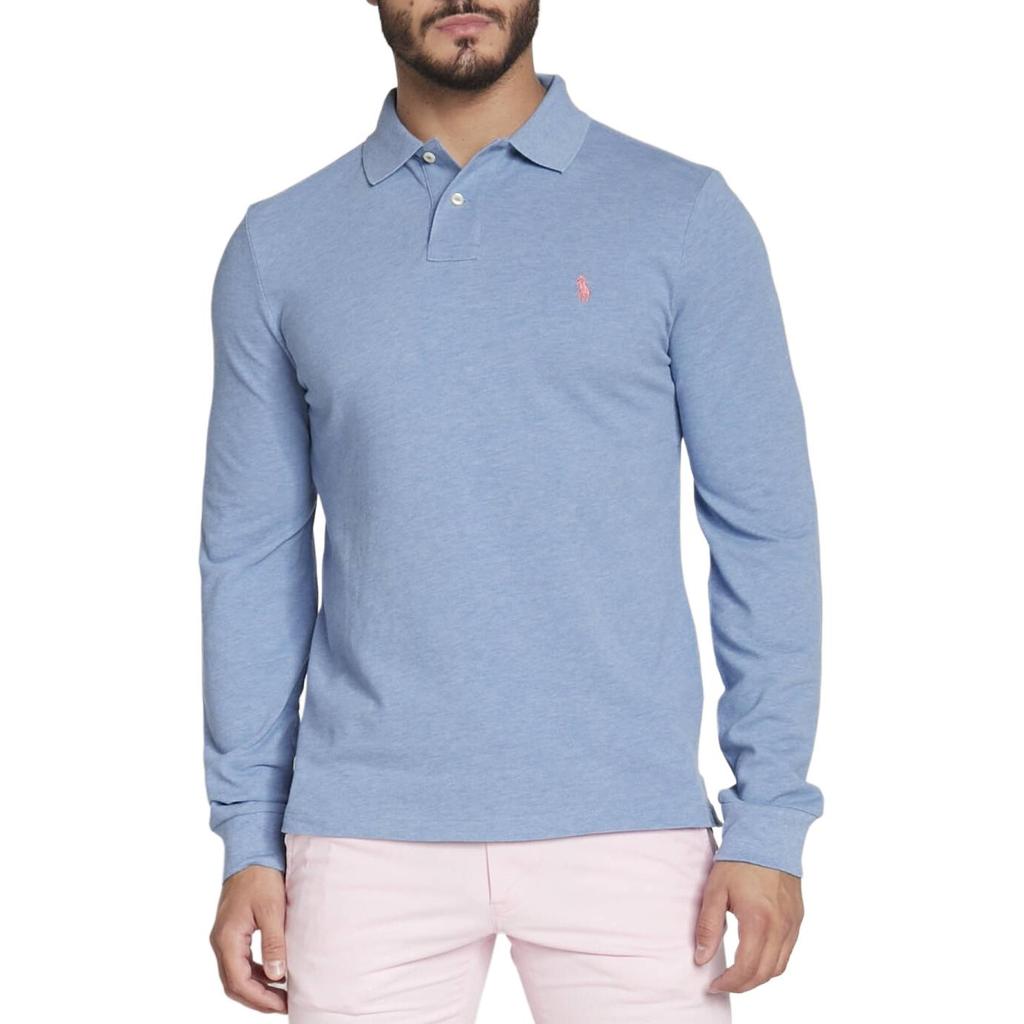 Polo Ralph Lauren FW23 Embroidered Pony Logo Long Sleeve Polo Shirt Men tops Light-Blue 710680790013