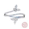 Fashion Double Butterfly Ring for Women  Sterling Silver Clear Zircon Diamond Wedding Engagement Ring Gift  Wholesale