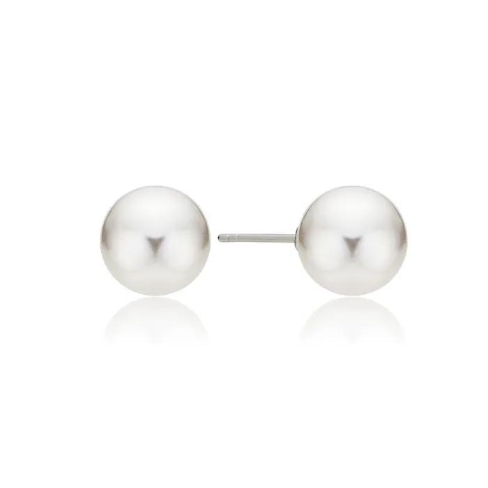 [925 silver] Pureline White pearl earrings 10mm (White) BH6E49641W9XXX