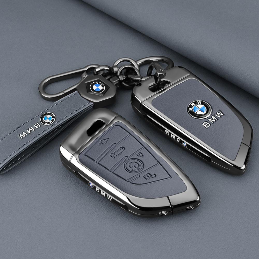 Leather Car Key Case Cover Protective Shell Keychain Buckle For BMW X1 X3 X5 X6 X7 1 3 5 6 7 Series G20 G30 G11 F15 F16 G01 G02