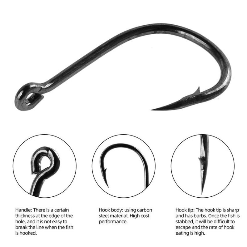 Sea Tackle Accessories Big Ringed Sea Hook Barbed Carp Hooks Single Circle Fishing Hook Fly Fishing Jip Fishing Hooks Set