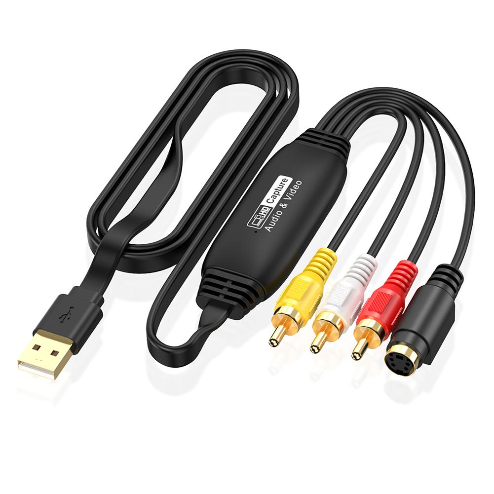 

1/2Pcs HW-1406 1M USB Video Capture Card VHS TV DVD VCR Audio Capture Adapter Card RCA To USB Video Converter for Mac PC Black