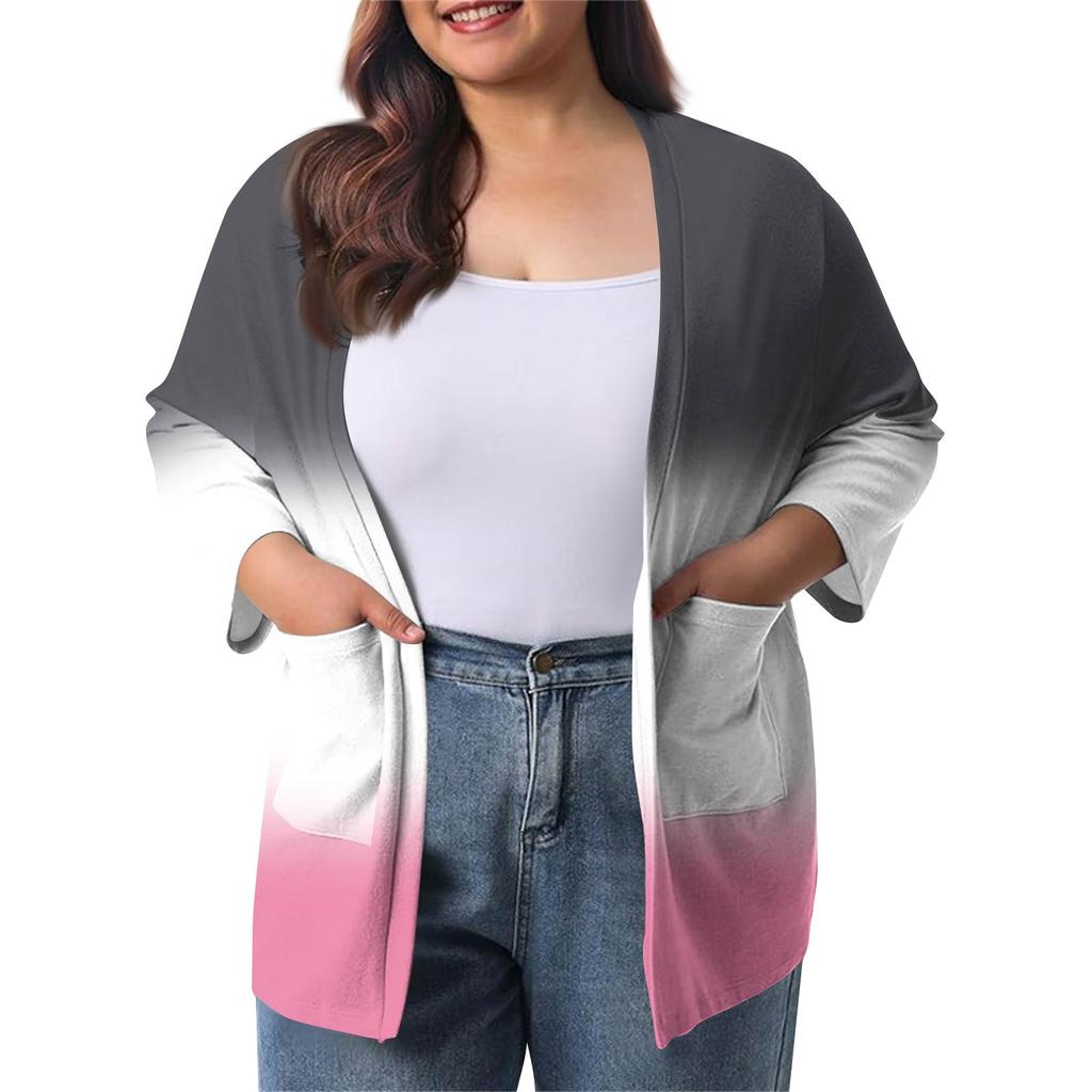 Women's Fall And Winter Fashion Casual Soild 3/4 Sleeve Mid-Length Cardigan Jacket