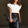 Pevný stojatý golier Pletená vesta s krátkym rukávom Office Lady All Match Fashion Vesta Košeľa Voľné Elegantné rovné topy