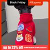 Dog Jacket Sweater Warm Pet Dog Hoodies Thickened Soft Puppy Pullover Red Cartoon Pet Jumpsuit New Year Celebration