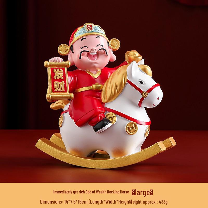 Guochao Jahr des Pferdes Tierkreiszeichen Schmuck - Glückstasche Schreibtischdekoration & Kreatives Neujahrs Souvenir zur Reichtumsanziehung.
