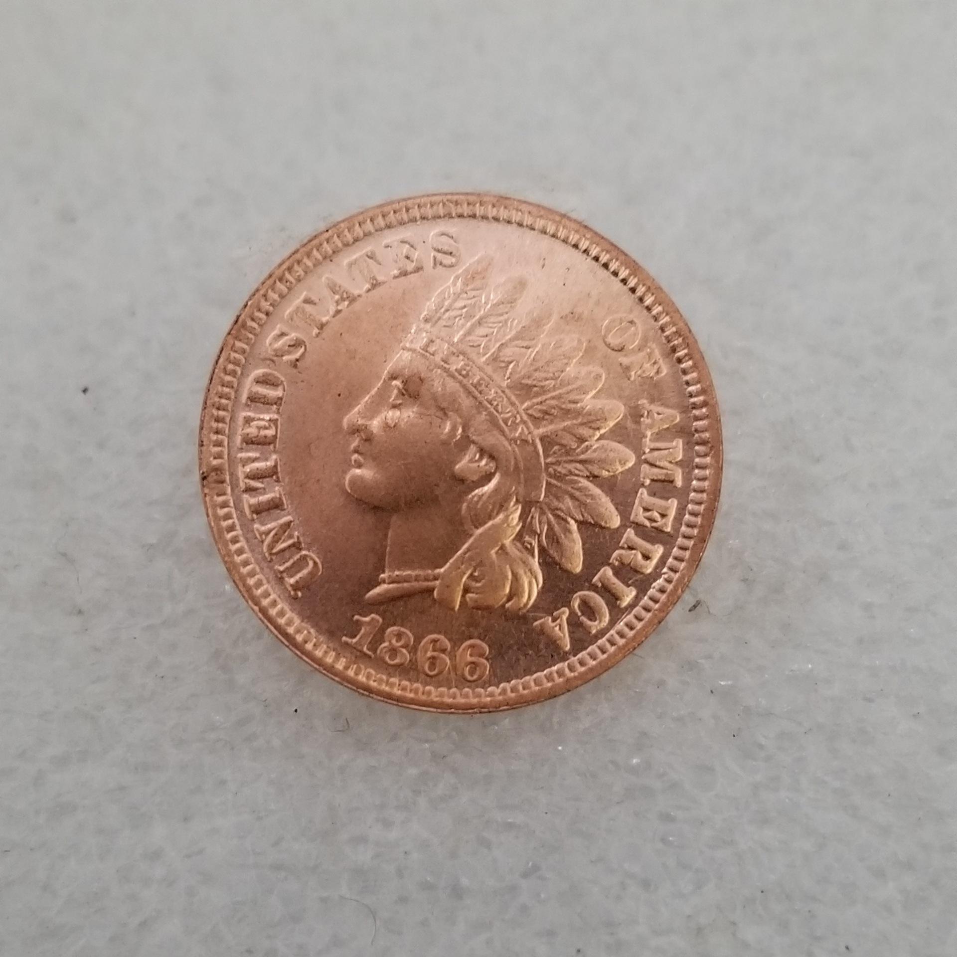 1866 USA Brass Silver Dollar Coin - Antique Craftsmanship Collection 4406893
