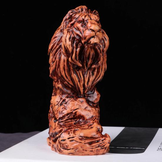 Animal Head Statue Resin Lion Figurine Rhinoceros Statue Retro Style Lion Buffalo Sculpture for Office Bedroom Living Room Decor