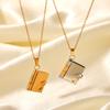 Color-block Heart Book Pendant Necklace for Women, Light Luxury Niche Design Titanium Steel Necklace, Fade-resistant
