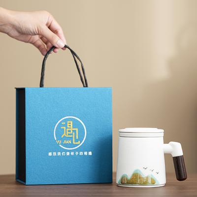 Firmengeschenke Grobkeramik Qingshan fliegender Vogel Keramiktasse mit Deckel Büro Teetasse Werbeartikel