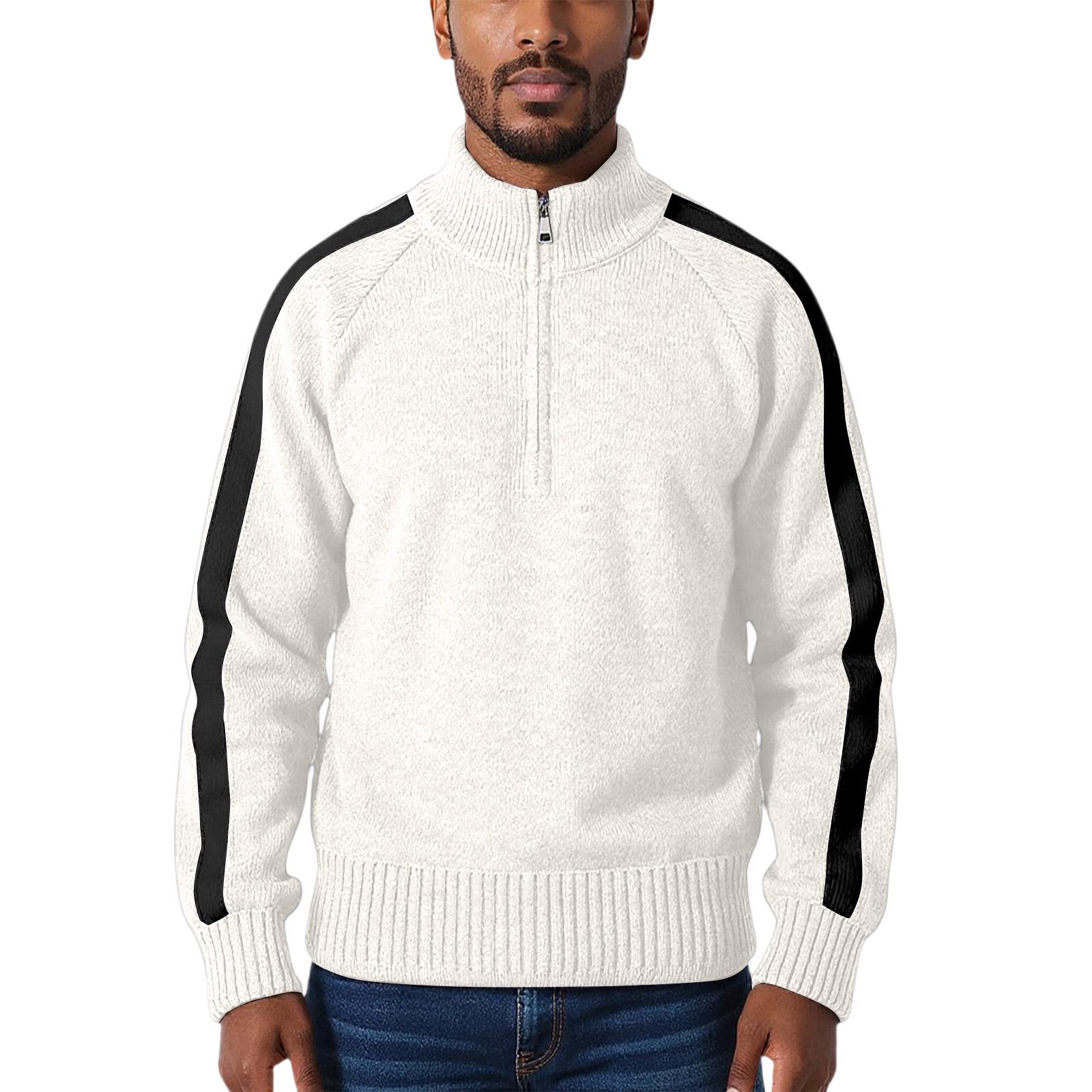 

Мужской Модный Вязаный Пуловер Длинные Рукава Свободный Круглый Вырез Свитер XL белый