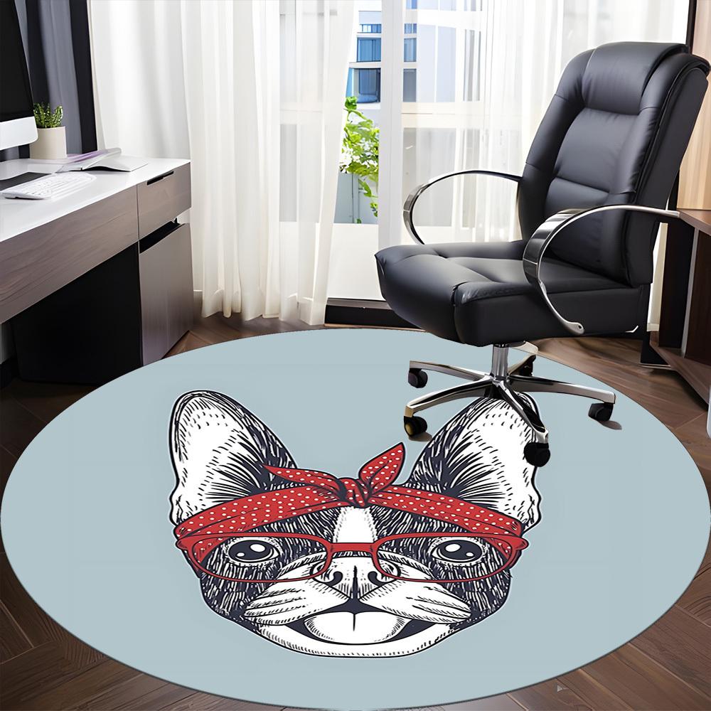 1pc FrenchieChair Carpet for Office, Indoor Non-Slip Washable Polyester Fiber Carpet, Mat For Office, Machine Washable