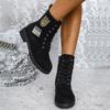 Autumn And Winter Plus Women'S Round Toe Martin Boots With Front Lace Up Upper 36-43