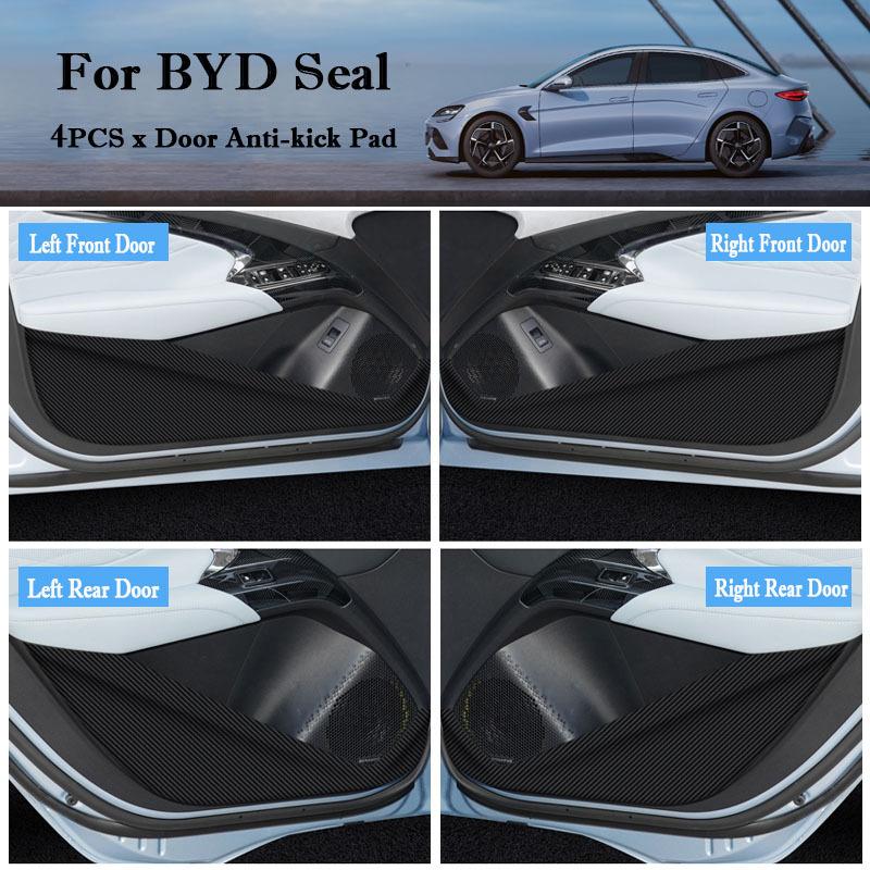 4PCS Carbon fiber texture Door Door Anti-dirty Anti-kick Pad Cover Sticker for BYD Seagull Dolphin Seal 2024 Accessories