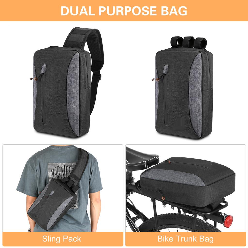 2 in 1 Bicycle Trunk Bag Casual Chest Sling Pack Bag Cycle Bike Rear Rack Carrier Bag Pannier