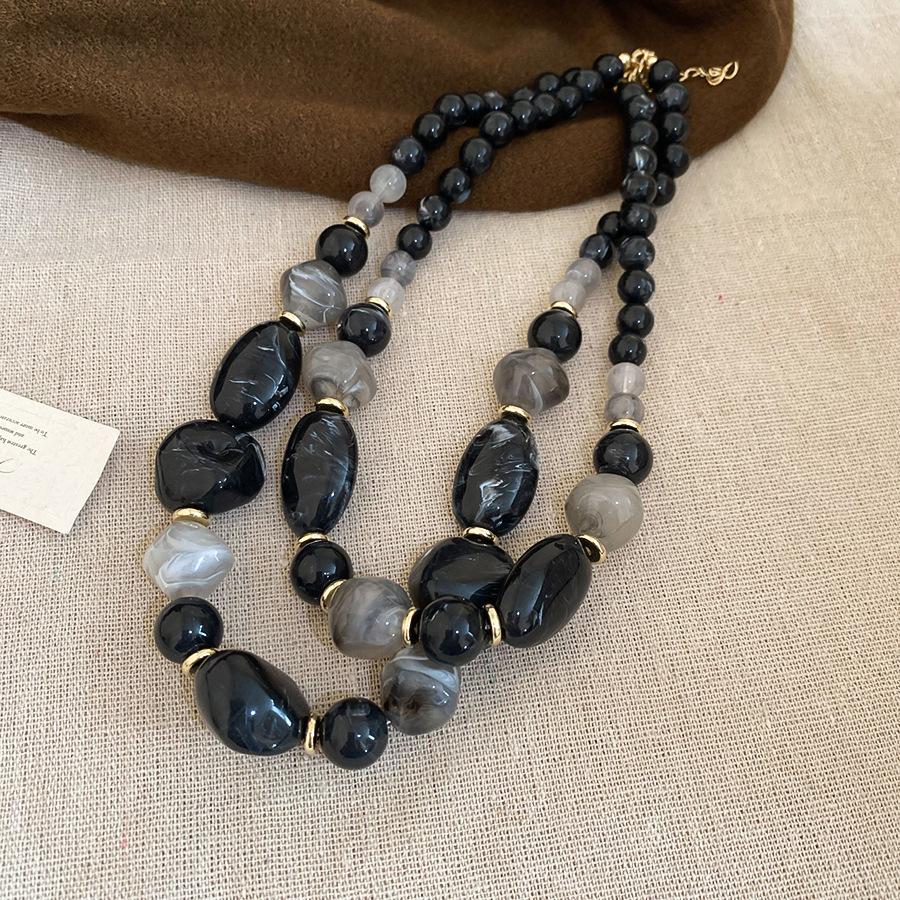 Acrylic Double-layer Irregular Beaded Necklace, Simple Niche Temperament Collarbone Chain, European and American Versatile Sweater Chain