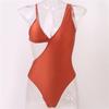 Women's Swimsuit Solid Color Cutout One Piece Sexy Bikini Brazilian Beachwear