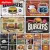 [MyPlate] Hamburger Metal Sign Plaque Metal Vintage Tin Sign Wall Decor For Club Man Cave Bar Decoration Tin Plate