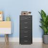 6-Tier Black Metal File Cabinet with Lock & Wheels, Vertical Filing Storage for Home Office, Modern Steel Cabinet, 28x41x69cm