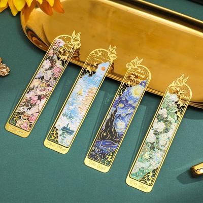 Oil Painting Reading Book Clip Hollow Pagination Mark High Quality Metal Bookmark  Gifts