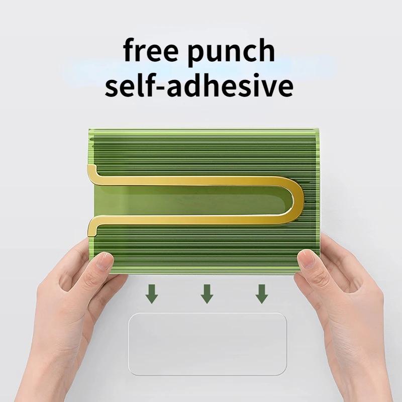 Acrylic Tissue Box Square Wall Wet Paper Dispenser Self-Adhesive Toilet Paper Holder Bathroom Kitchen Cabinet Hanger Napkin Case